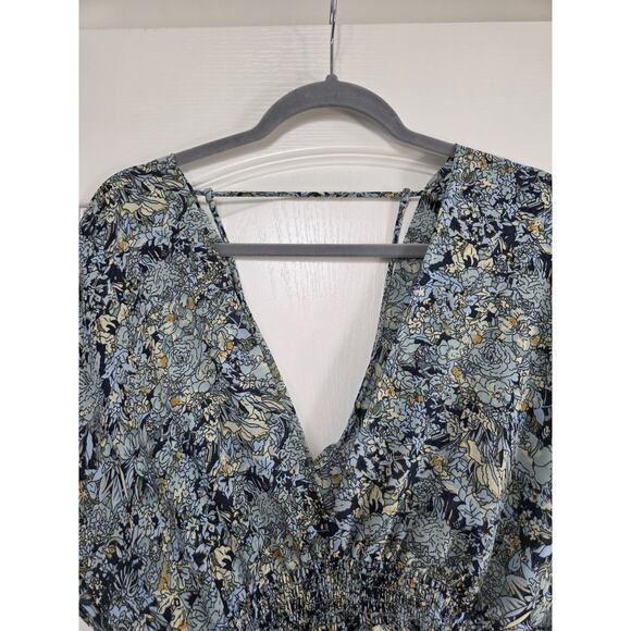 Maje Rachelli Blue Floral Chiffon Ruffled Elegant Midi Dress, Size Small (36) - Picture 11 of 15